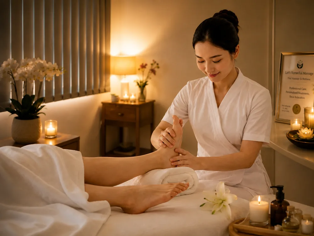 Foot reflexology massage treatment
