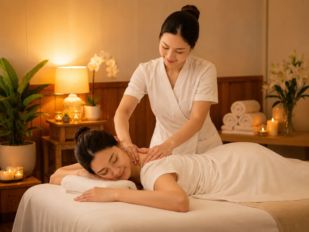 Head, neck and shoulder massage treatment